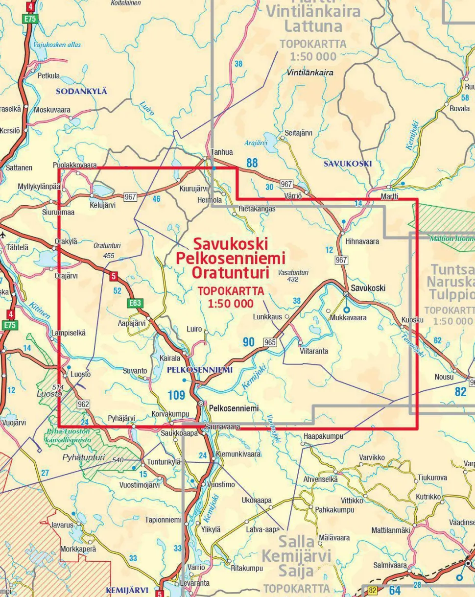 Karttakeskus Savukoski Pelkosenniemi Oratunturi