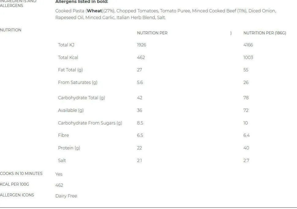 Summit To Eat Pasta Bolognese Big Pack